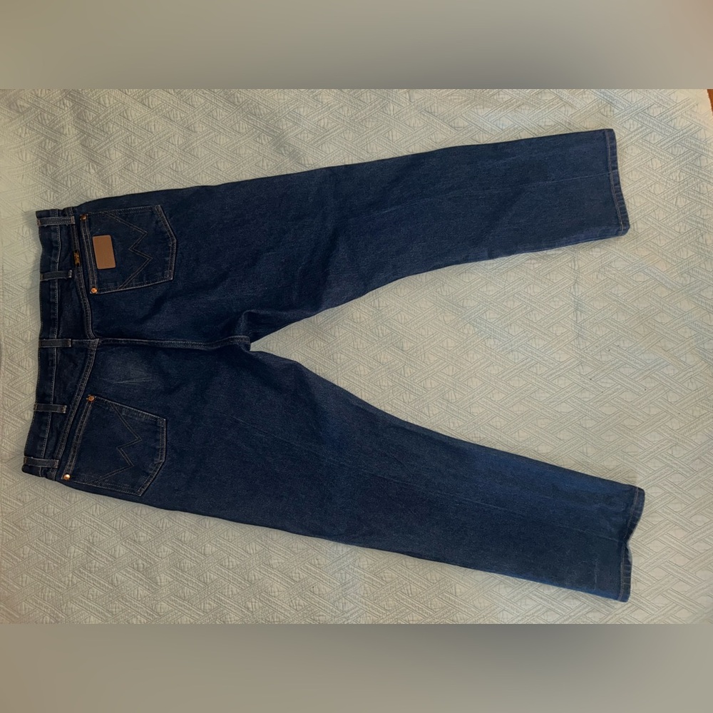 Wrangler 13MWZ Dark Blue Straight Jeans 42X32 - Picture 6 of 8